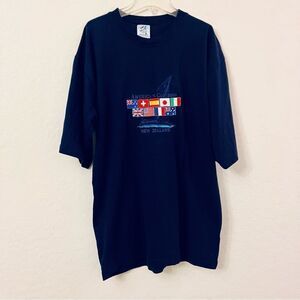 Vtg 2000 America’s Cup New Zealand Navy Blue Embroidered Crew Neck Tee Shirt XL